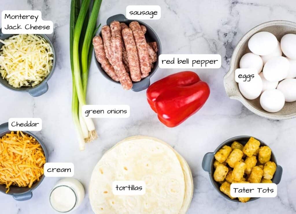 Labeled ingredient to make Freezer Breakfast Burritos.