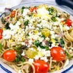 Greek Spaghetti in a bowl.