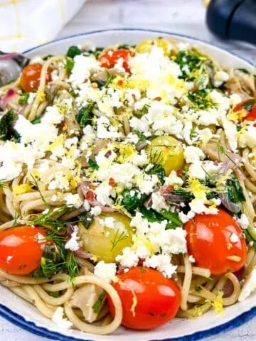 Greek Spaghetti in a bowl.