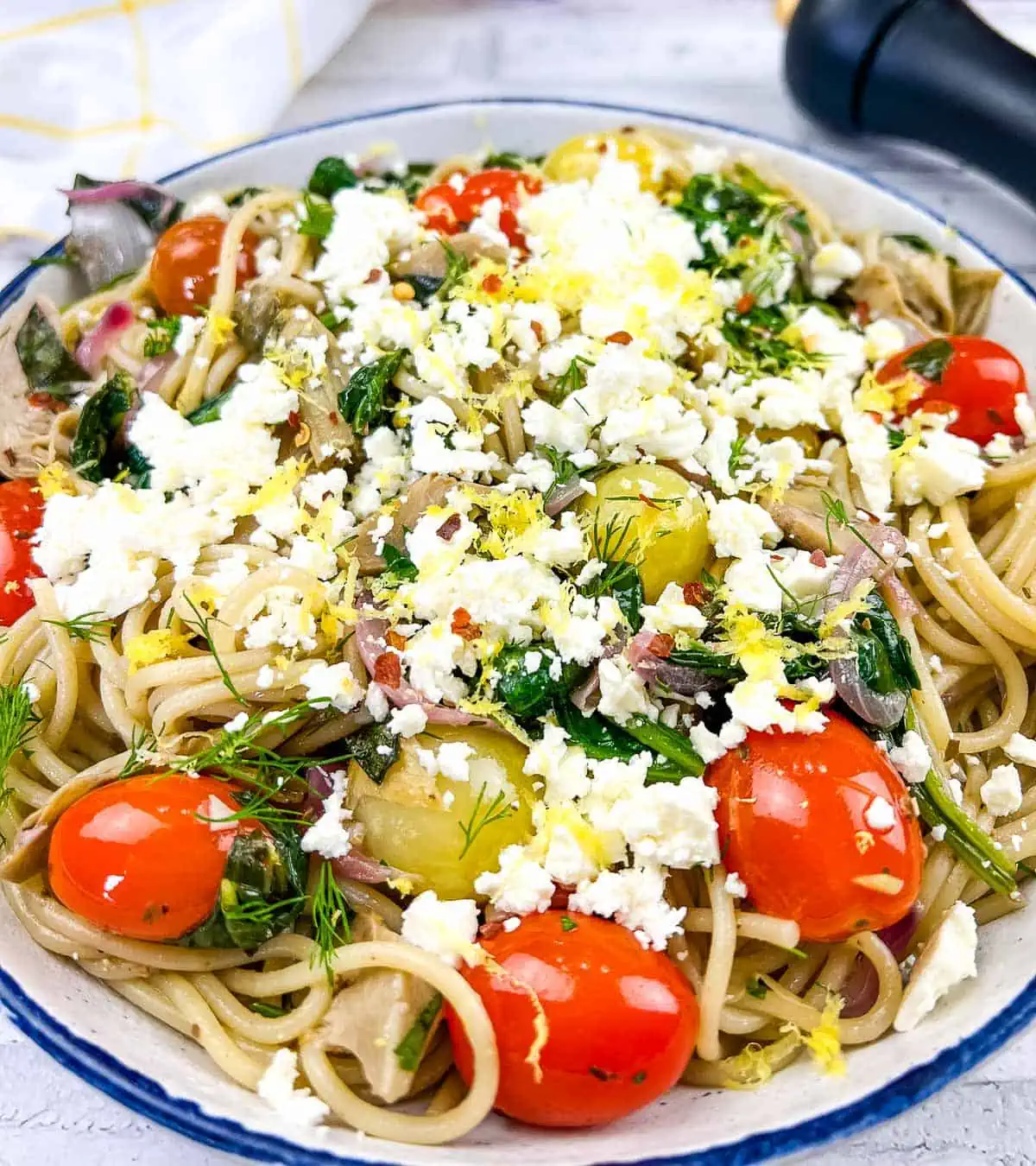 Greek Spaghetti in a bowl.