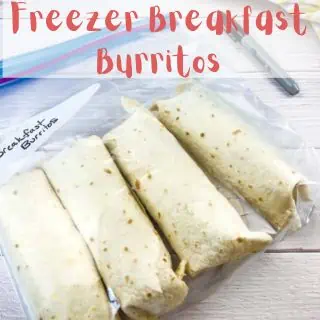 Freezer breakfast burritos in a plastic bag.