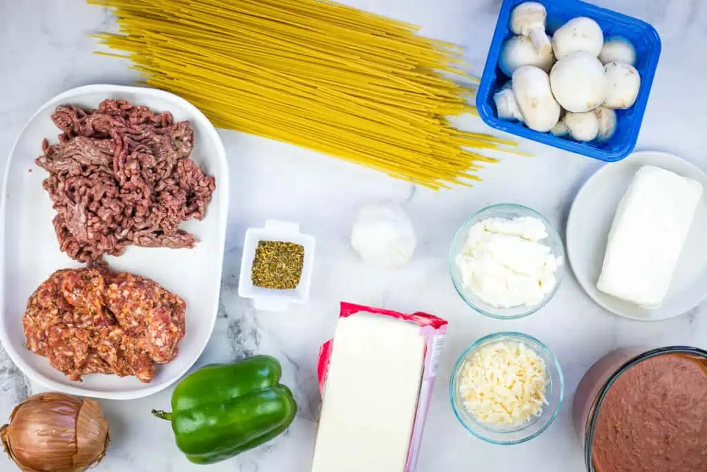 Ingredients to make Million Dollar Spaghetti.