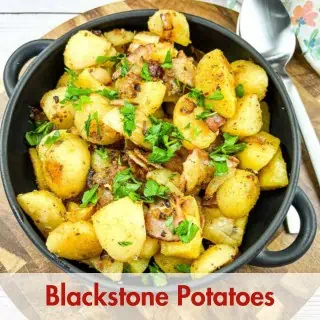 Blackstone potatoes with bacon and parsley.