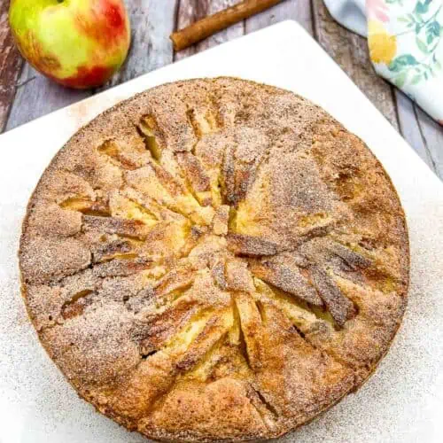 Nanna's Apple Cake on a white plate.