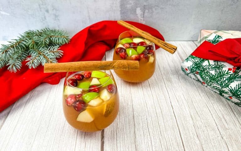 Christmas Sangria with Cranberries and Cinnamon.