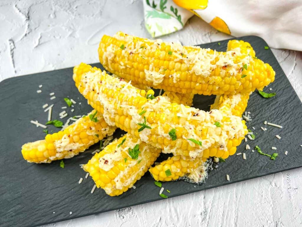 Corn ribs with parmesan and parsley.