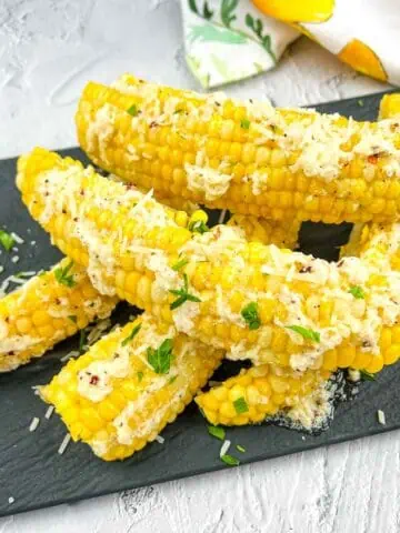 Corn ribs with parmesan and parsley.