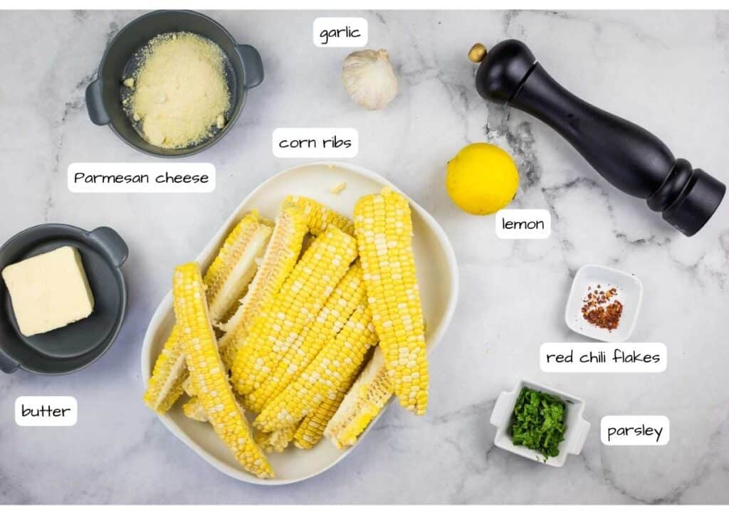 Ingredients for corn on the cob.