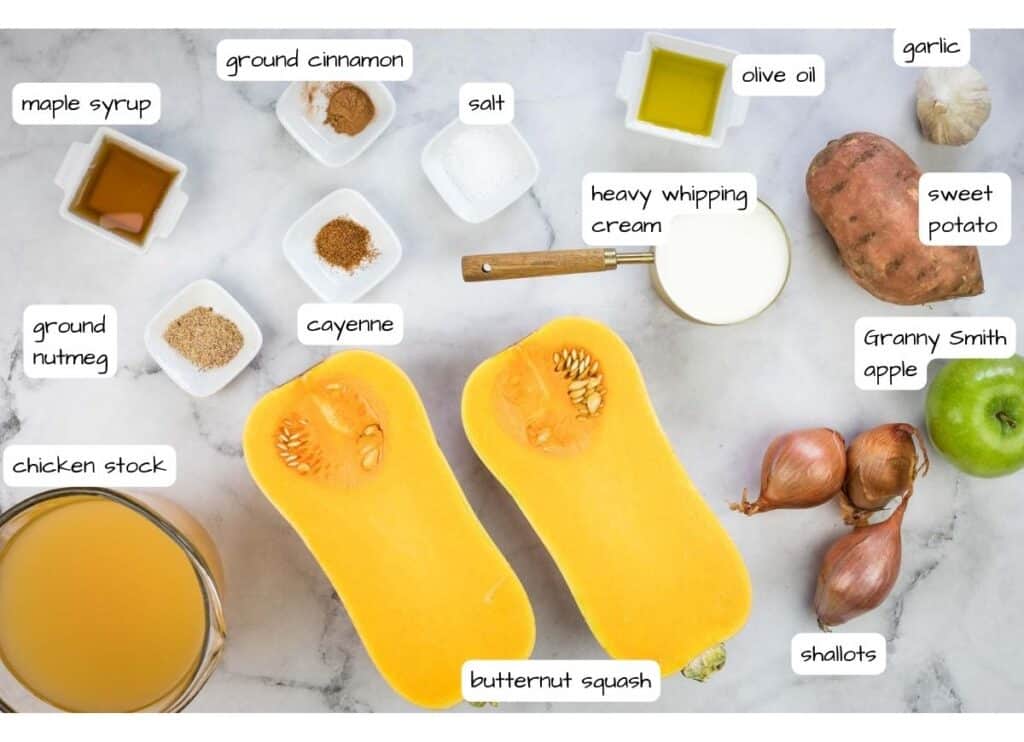Ingredients for butternut squash soup.