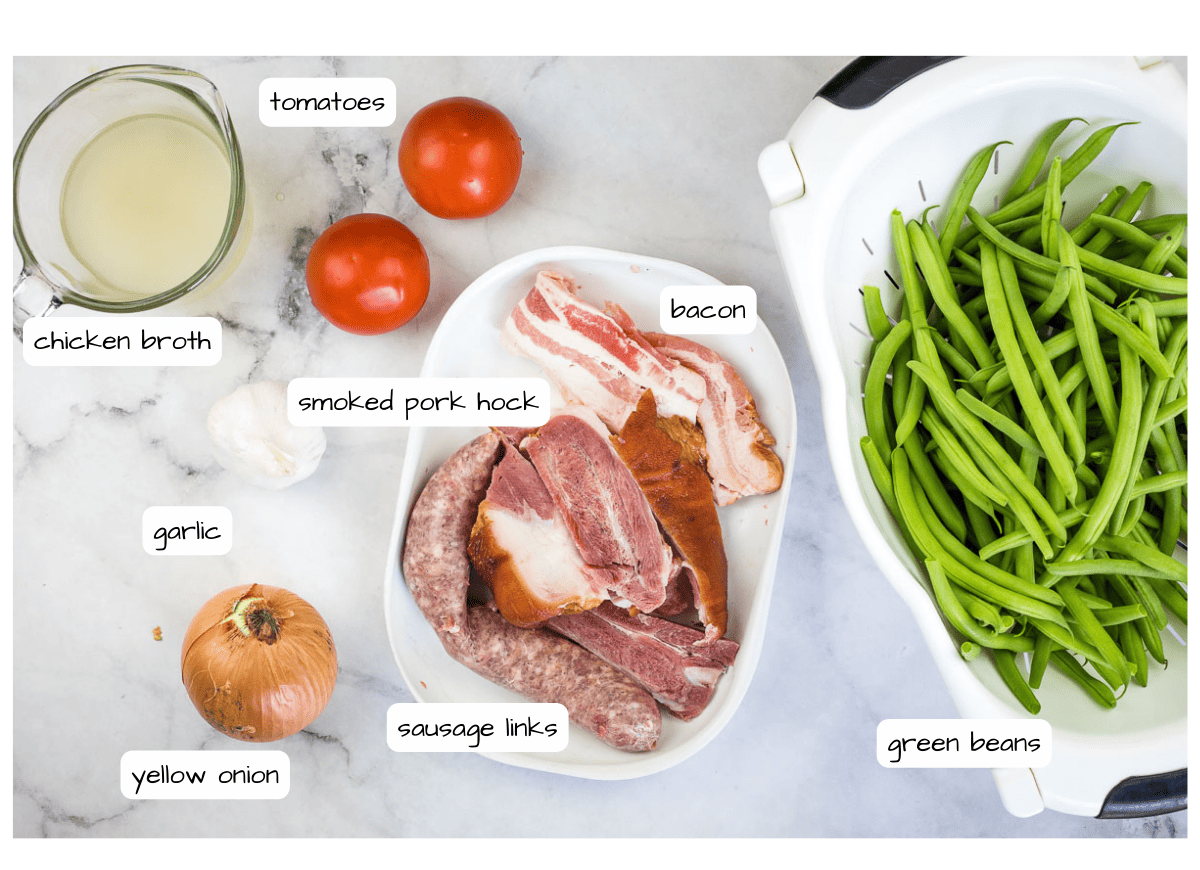 Ingredients for a green bean casserole.