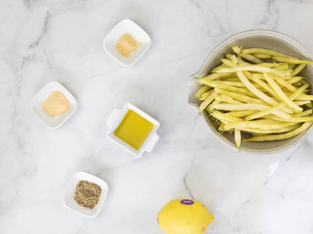 Ingredients to make Air Fryer Lemon Pepper Yellow Beans.