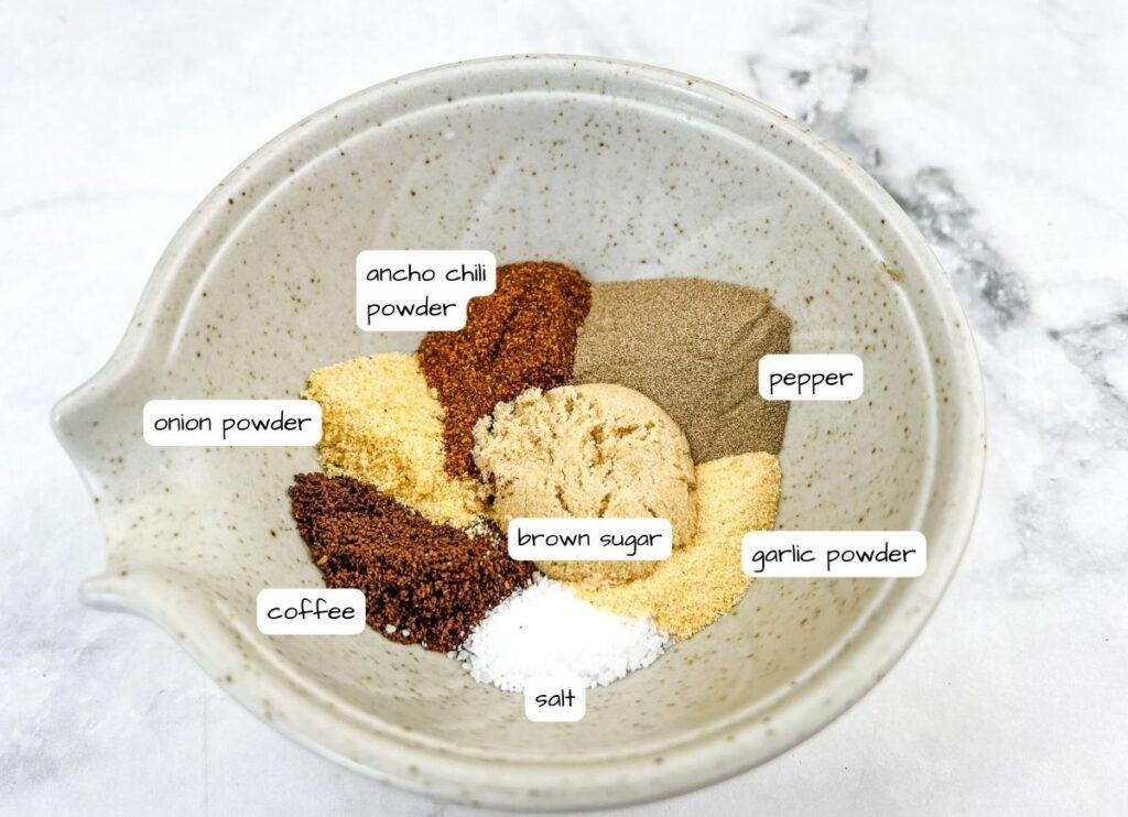 A bowl of ingredients for Smoked New York Strip Roast