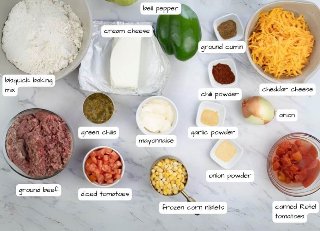 A list of ingredients for John Wayne casserole.