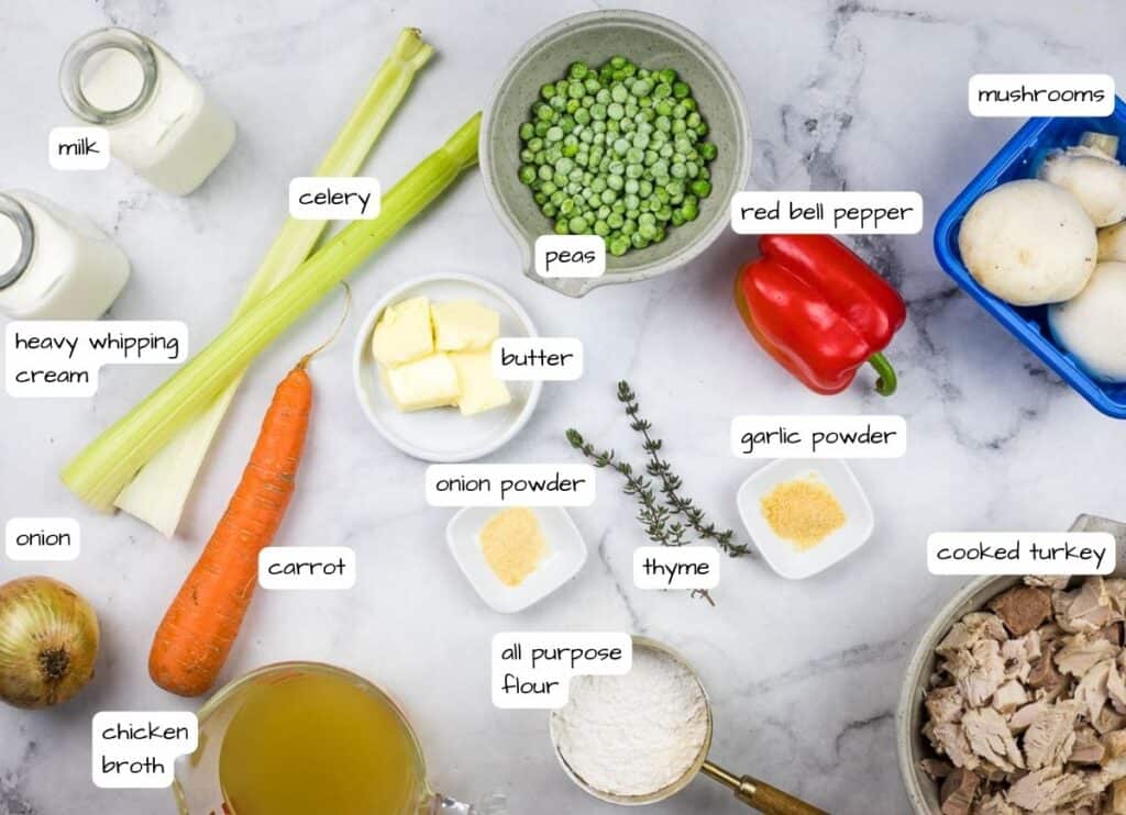 A table with different ingredients.