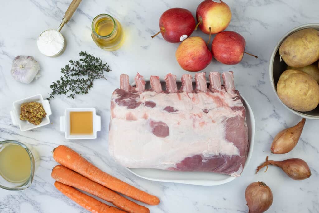 The ingredients for a pork roast.