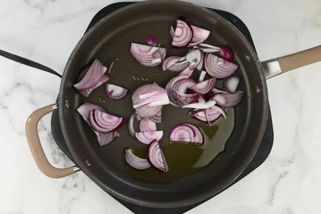 How to saute onions in olive oil.