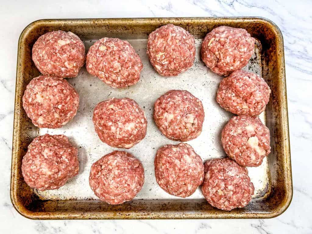 Form the meat mixture into balls.