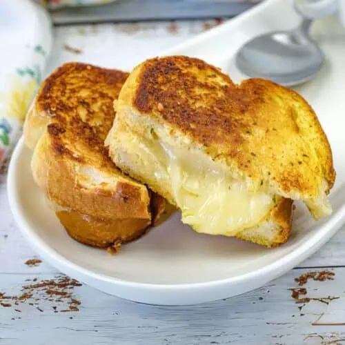 Garlic Bread Grilled Cheese on a plate.