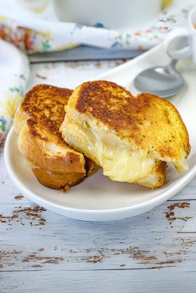 Garlic Bread Grilled Cheese on a plate.