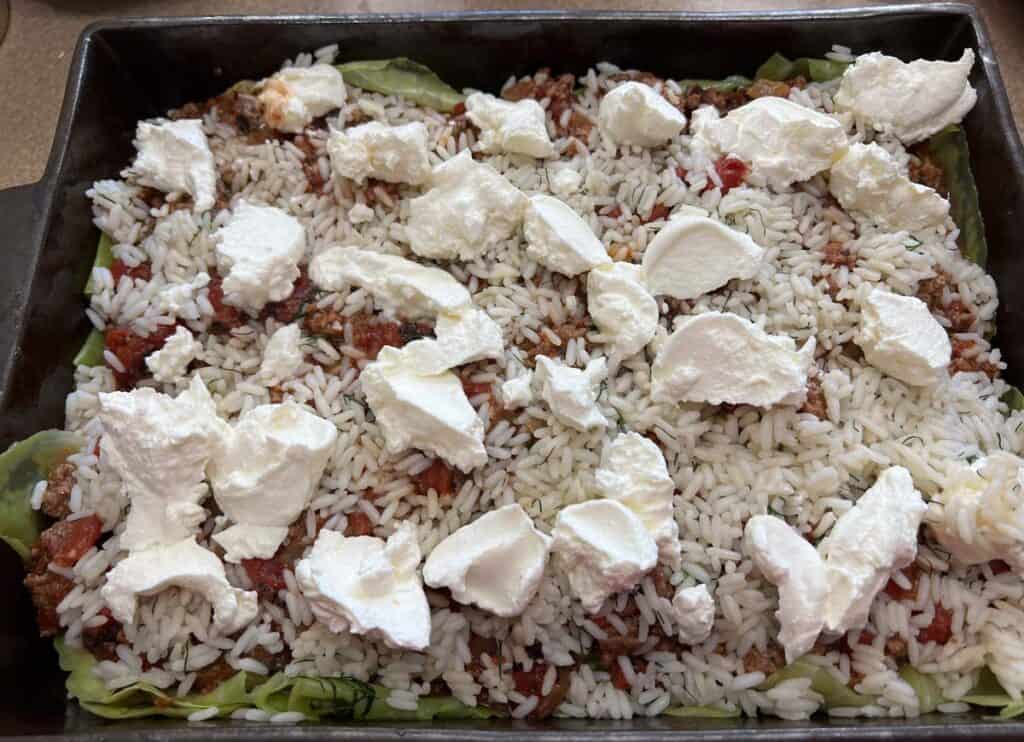 Dollop the sour cream on top.