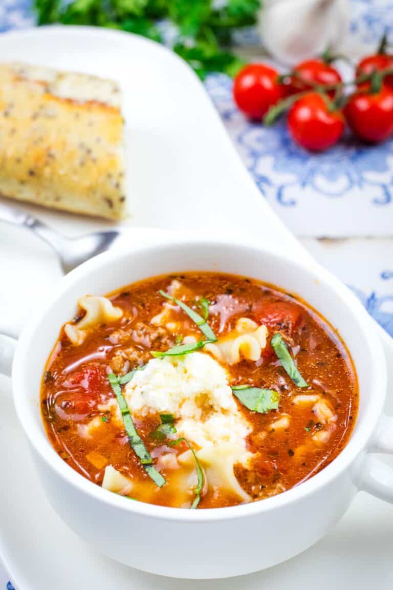 A bowl of Lasagna soup.