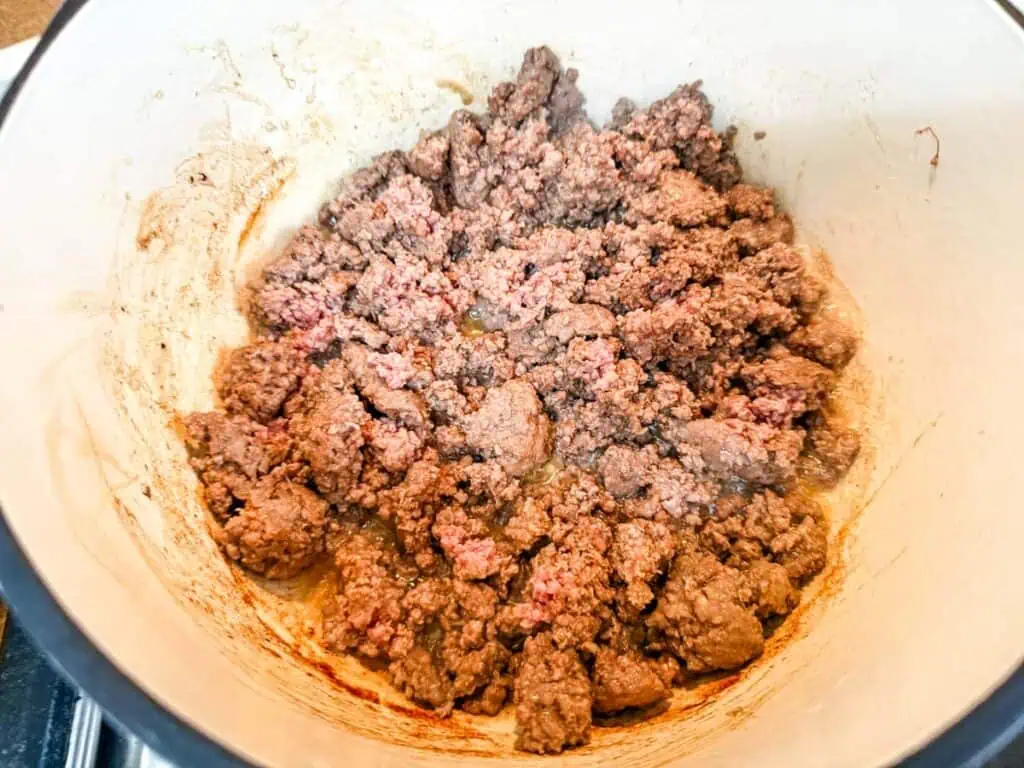 Cook the ground beef.