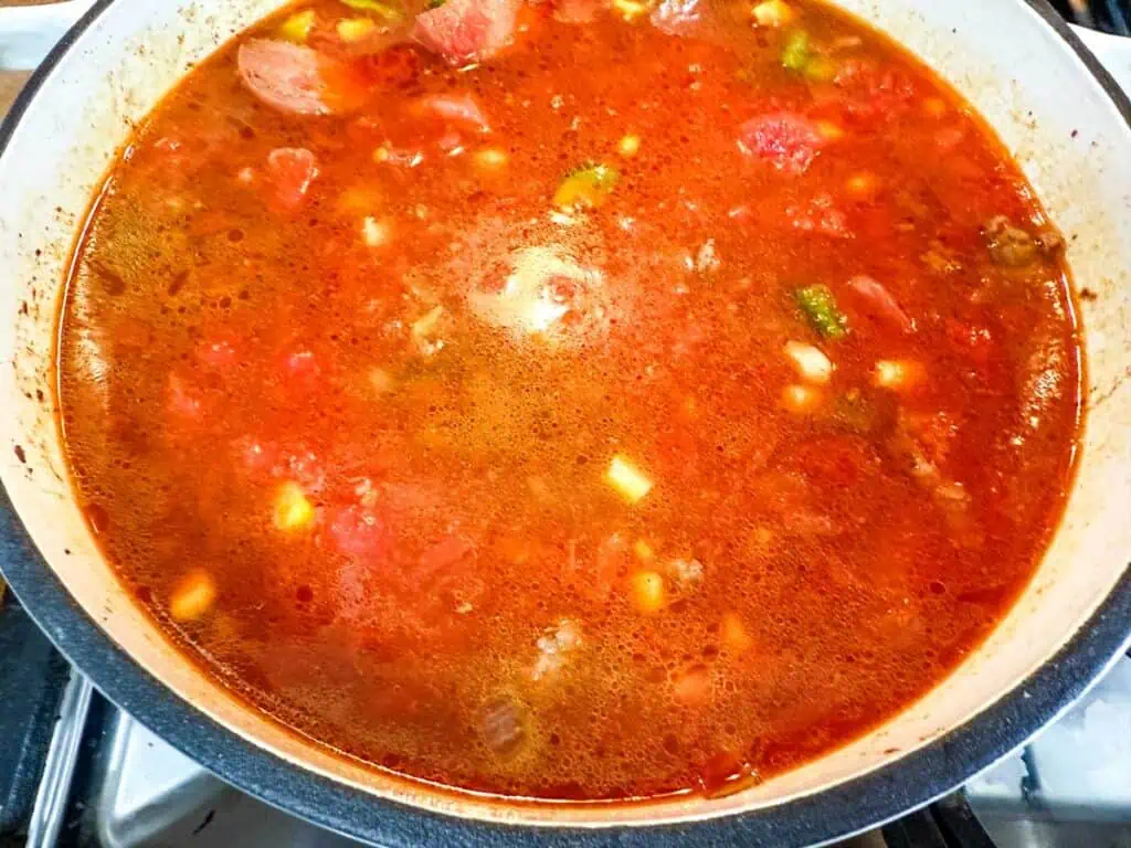Add in the beef stock.