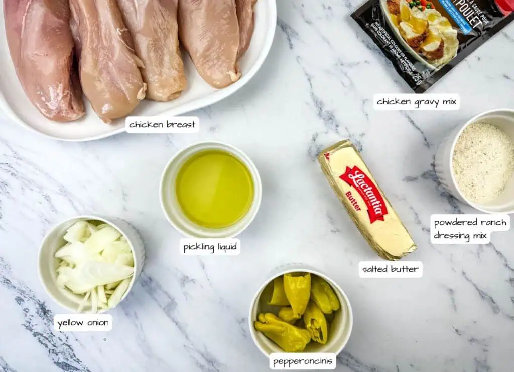 Ingredients for Mississippi Chicken.