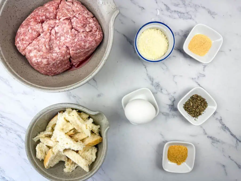 Ingredients for meatballs.