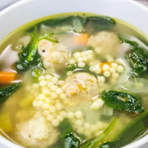 Bowl of Italian Wedding Soup.