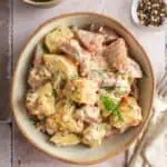 Photo of a delicious Creamy Red Potato Salad with Pickle.