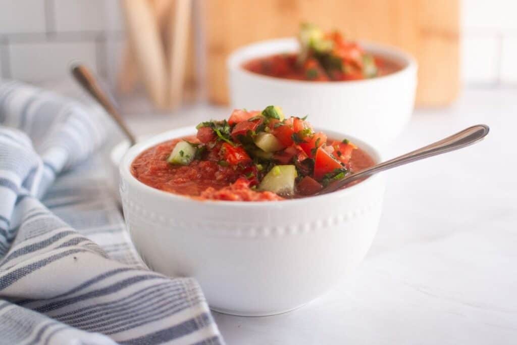 Delicious Classic Gazpacho in a bowl.