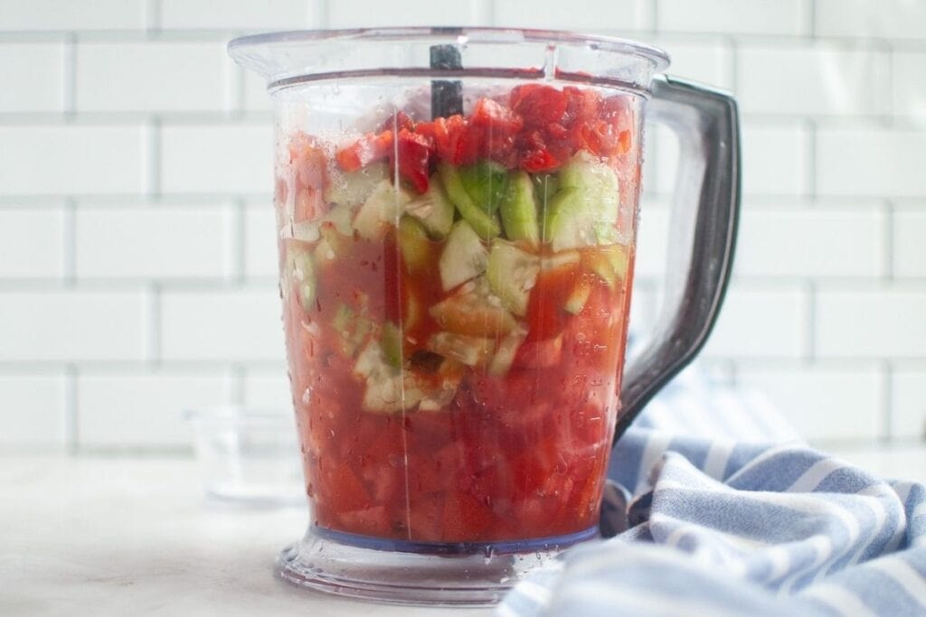 Making Classic Gazpacho.