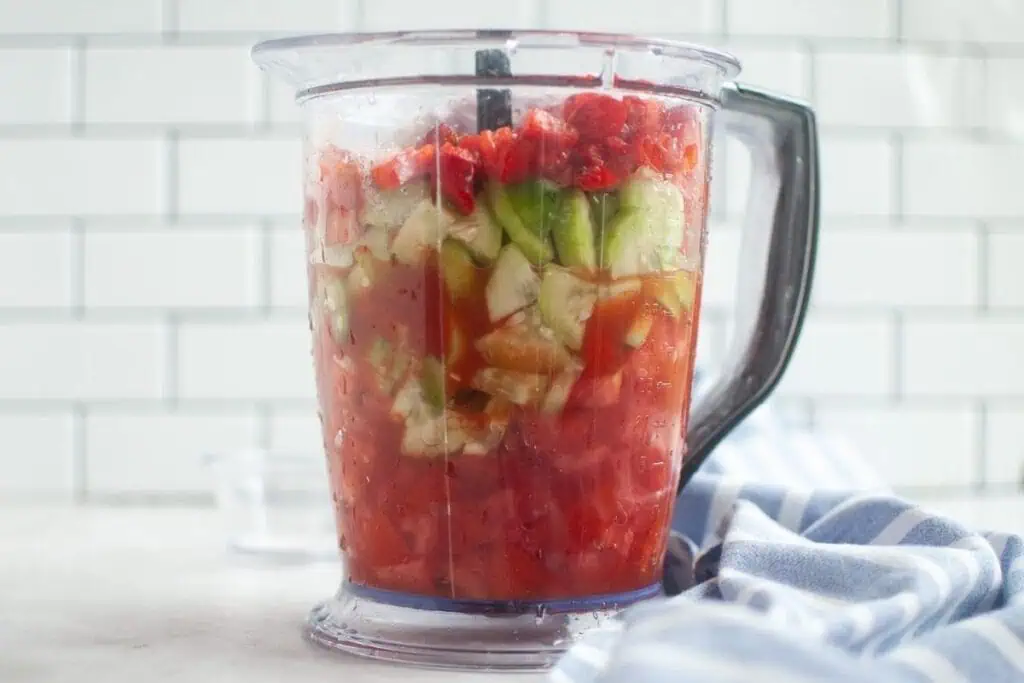 Making Classic Gazpacho.