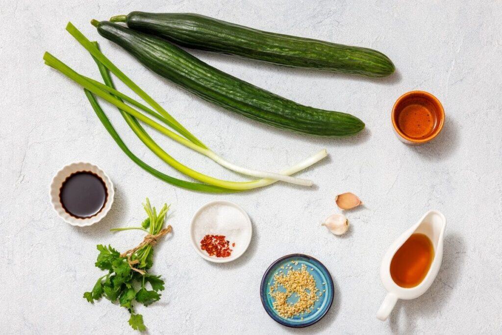 Ingredients for Smashed Cucumber Salad.