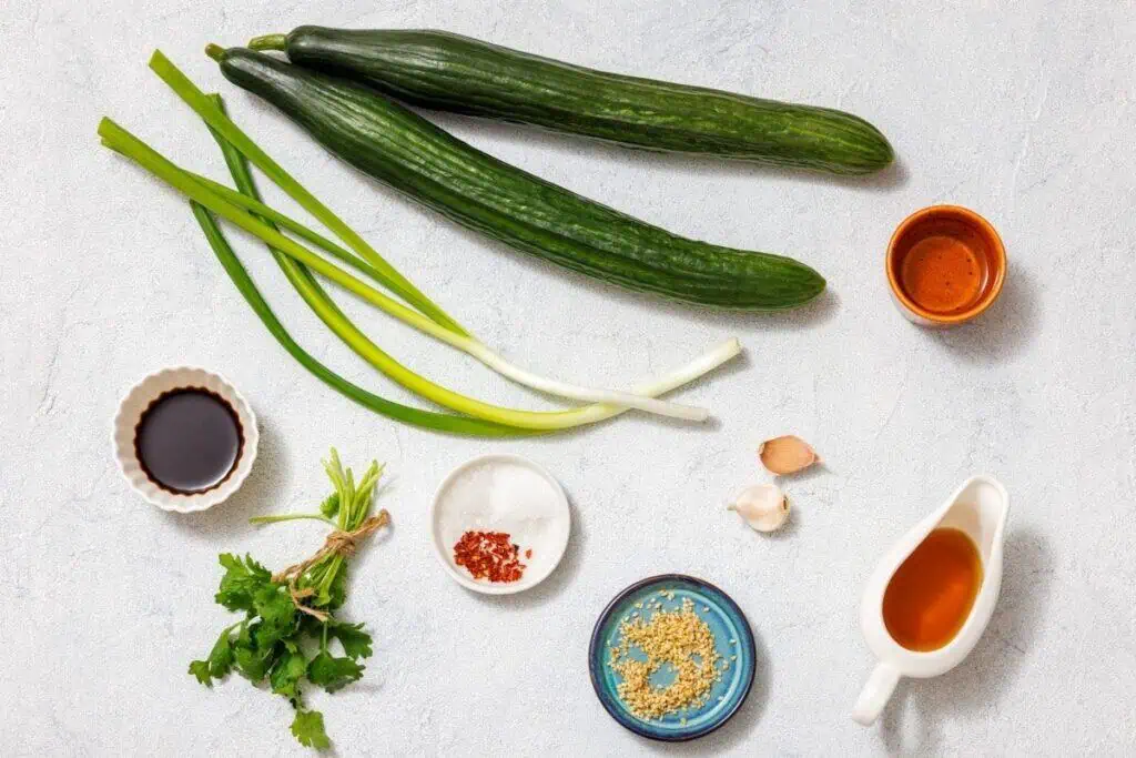 Ingredients for Smashed Cucumber Salad.