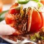 A plate of Taco Stuffed Tomatoes.