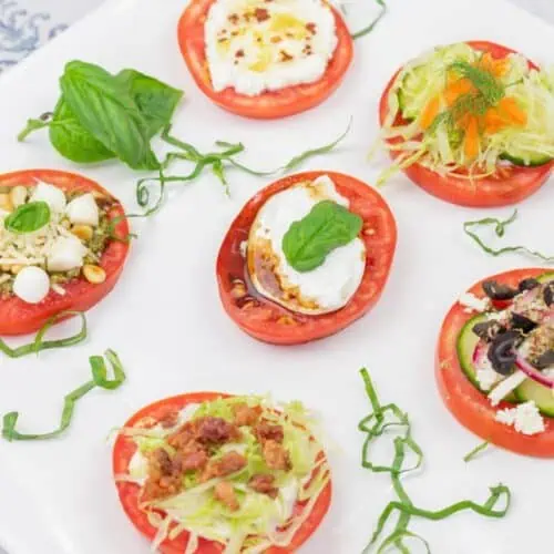 A plate of food on a white surface.