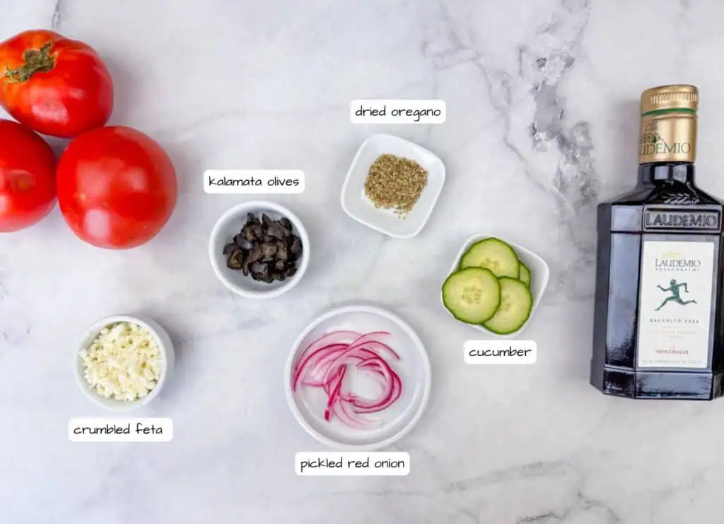 A group of ingredients for a tomato flight.
