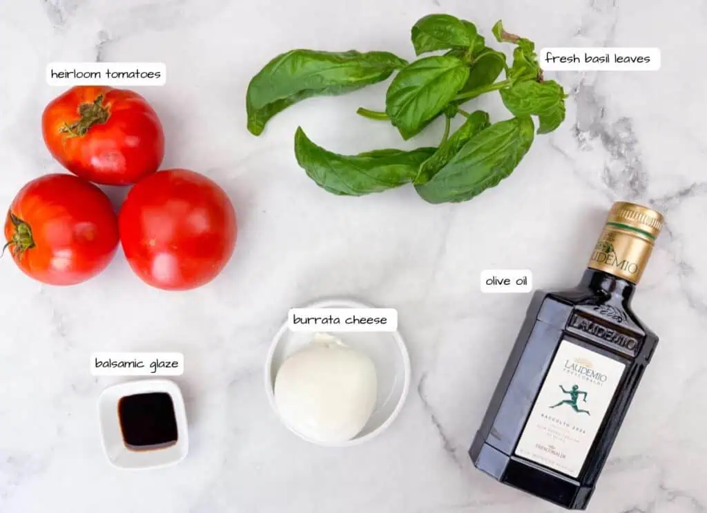 A group of ingredients for a tomato flight.