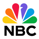 NBC logo featuring a six-color peacock design above the bold, black letters "NBC" on a white background.
